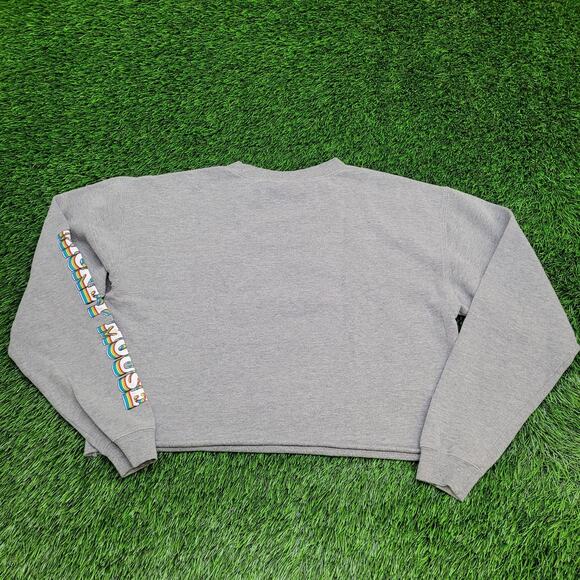 Mickey-Mouse Cropped Sweatshirt Womens Medium 21x17 Baggy - Picture 2 of 14